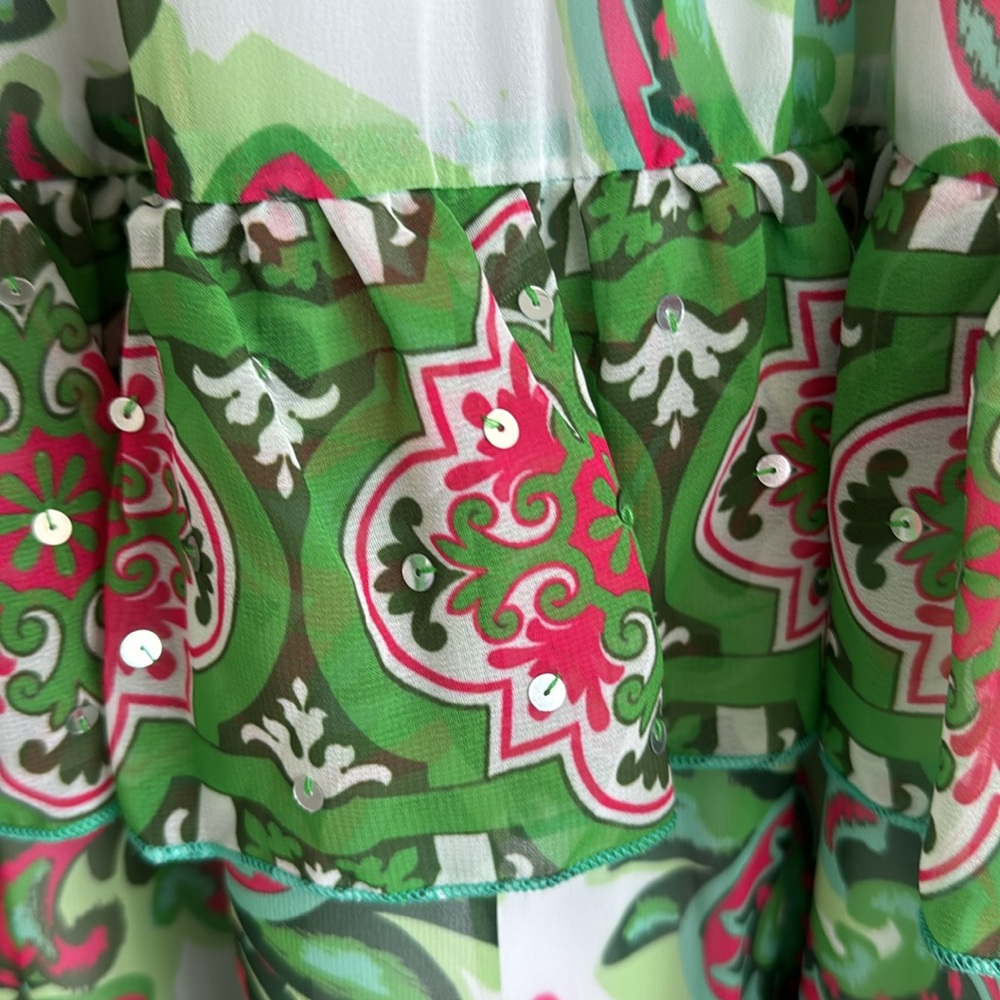 Boston Proper Print Ruffled Maxi Sz S - Picture 3 of 6